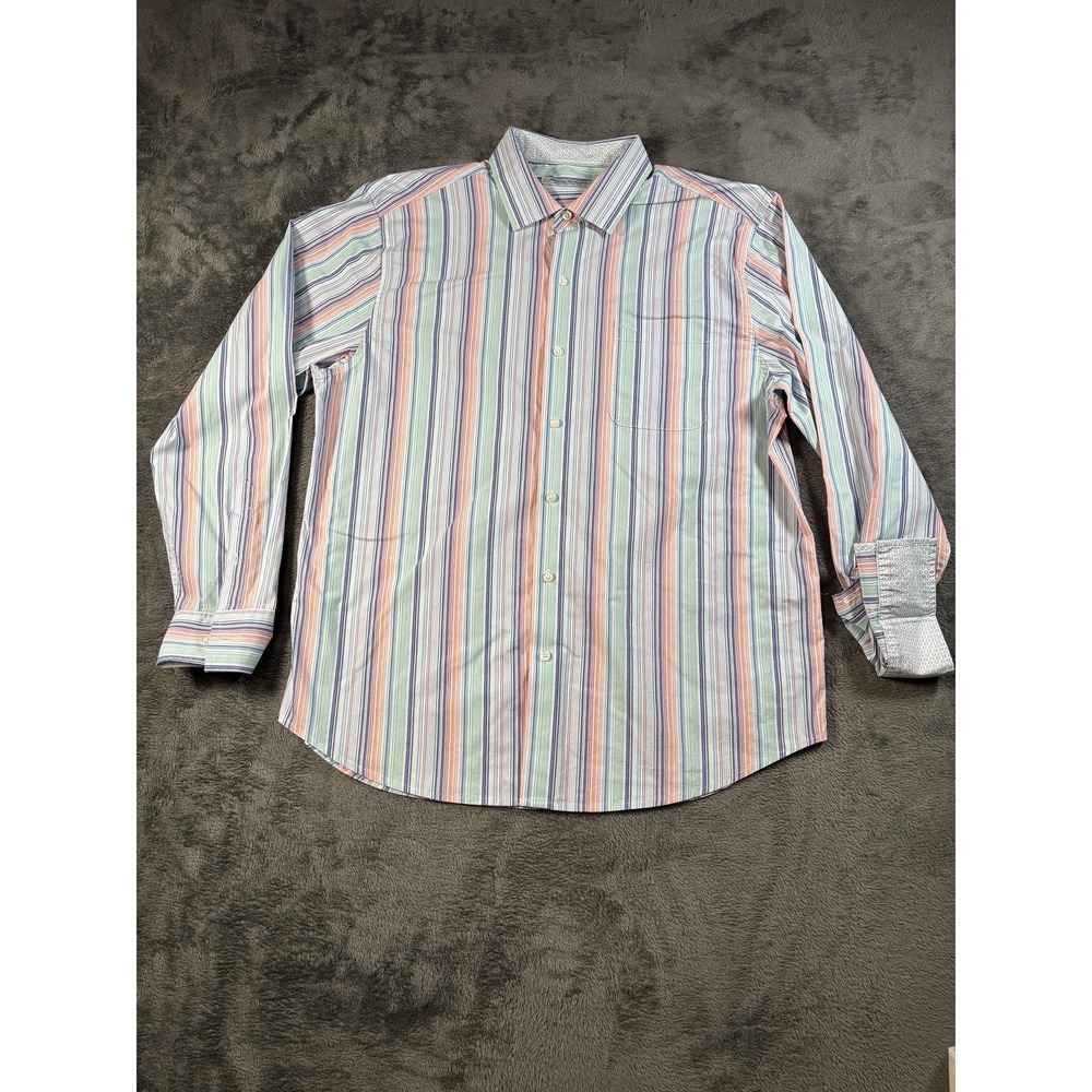 Tommy Bahama Sarasota Stretch Shirt Mens Large Multicolor Stripe Long Sleeve